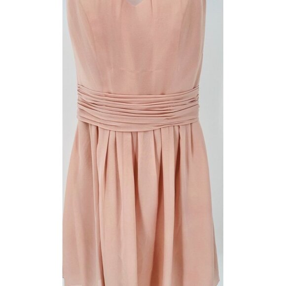 Sorella VIta Chiffon Halter Bridesmaid Dress Peach Knee Length Size 10 - Picture 2 of 9